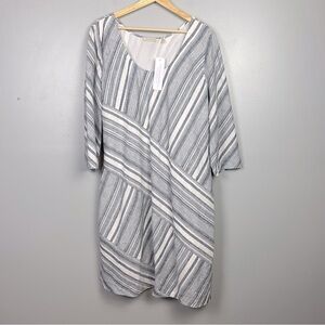 NWT Soft Surroundings blue white Sonya linen dress, size XL petite.